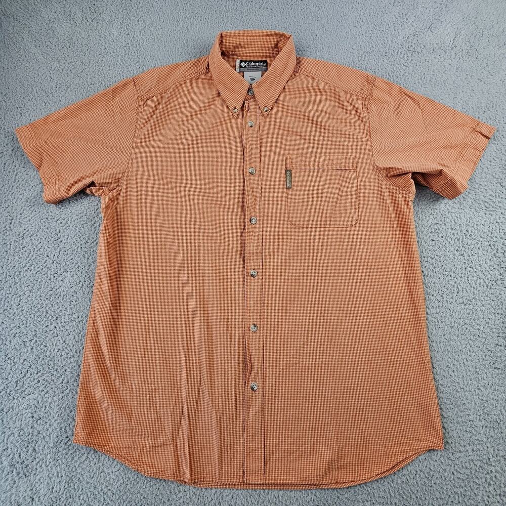 Columbia Men's XCO Shirt XL Orange Plaid Button Up Fishing Hiking Casual